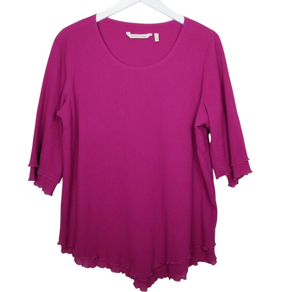 Soft Surroundings Women's Size XL Pink Siesta Key Layered Gauze Tunic Top S - Picture 2 of 7